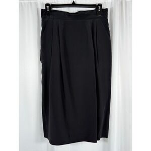 Silk Studio by Claude‎ Bennett Black 100% Silk Midi Skirt Size 8